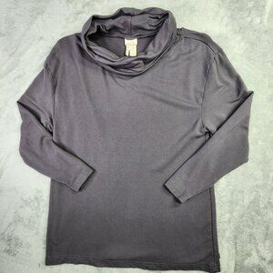Matilda Jane Top Women M Gray Shirt Cowl Neck Bamboo Blend Minimalist Underlayer
